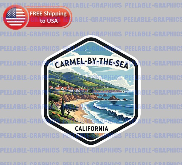 Carmel-by-the-Sea California Decal Sticker Hard Hat Helmet Toolbox Tablet B