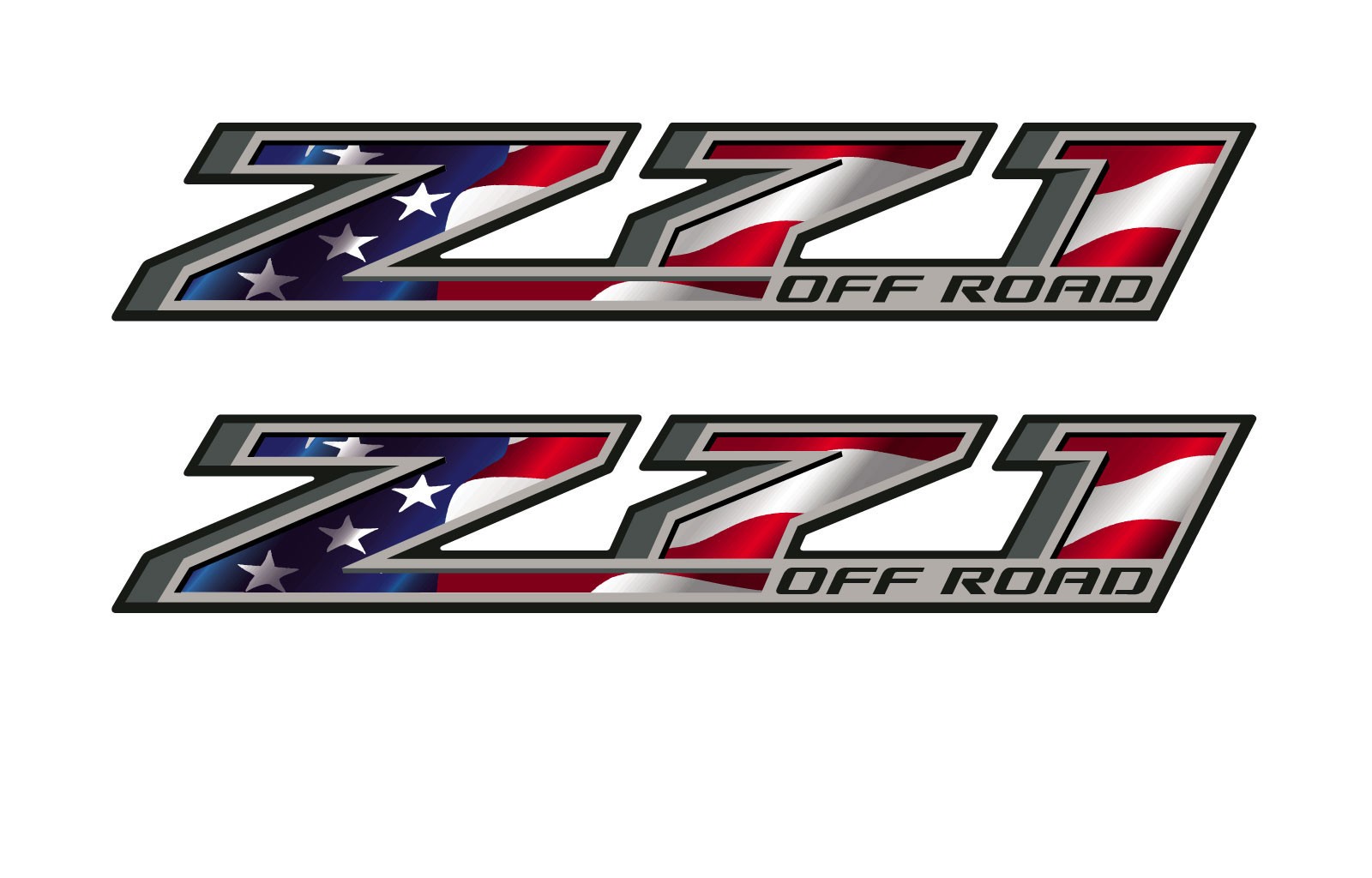 2014 15 16 17 Chevy Silverado American Flag Z71 Off Road Bed Side Decal Set of 2