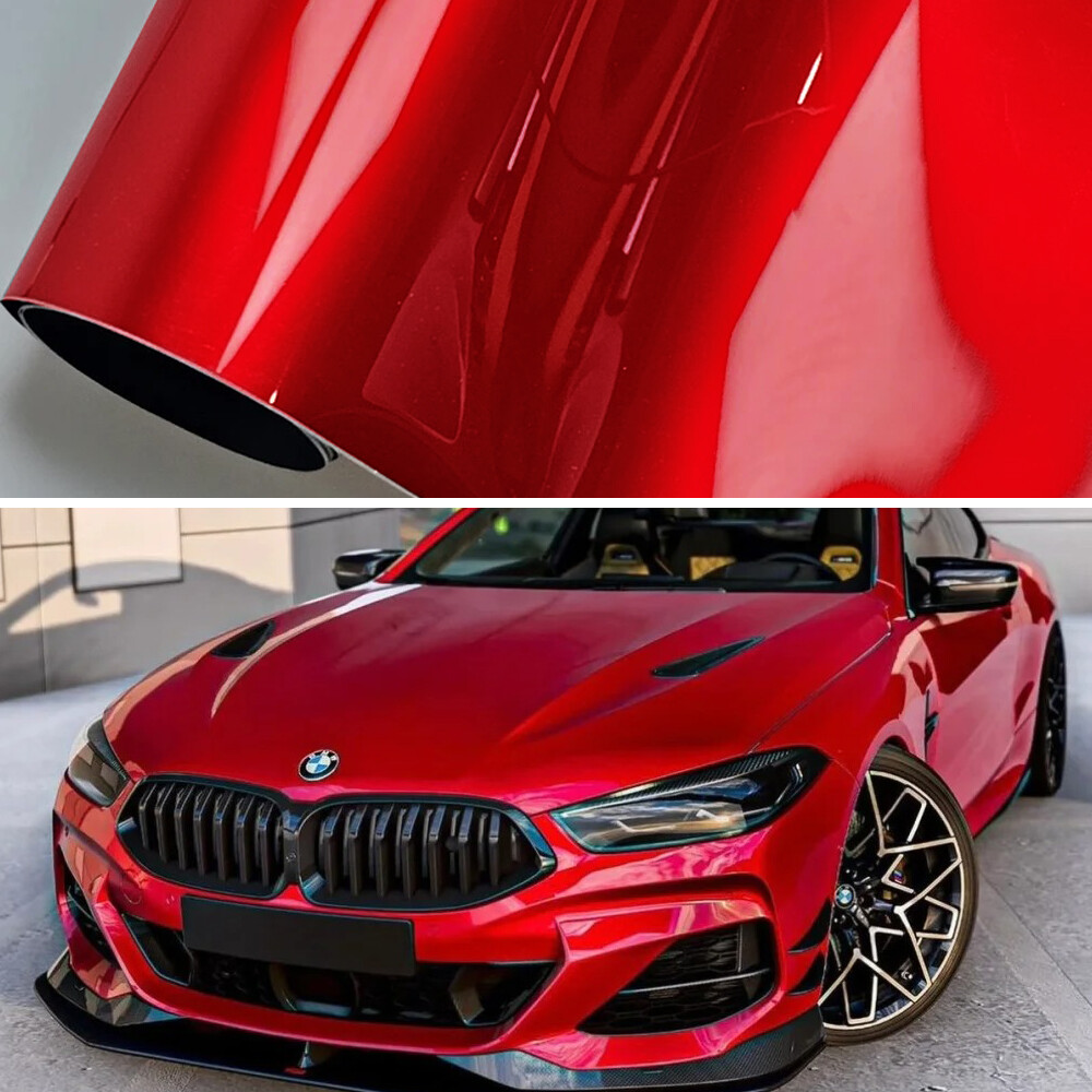 Premium Super Gloss Metallic Red Vinyl Film Wrap Sticker Decal Air Bubble Free