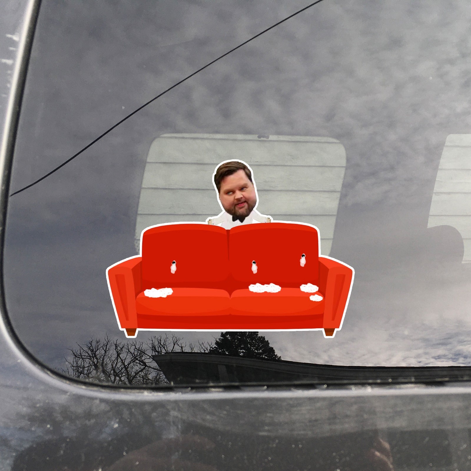 JD Vance With Couch Die Cut Sticker, Funny, Liberal, FDT, Anti Trump South Park