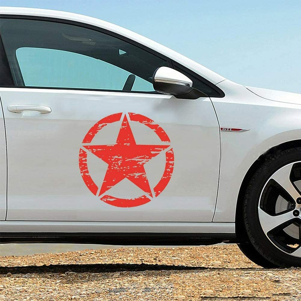 20″x20″ Distressed Military Army Star Sticker for Car Truck SUV Hood Door Red US