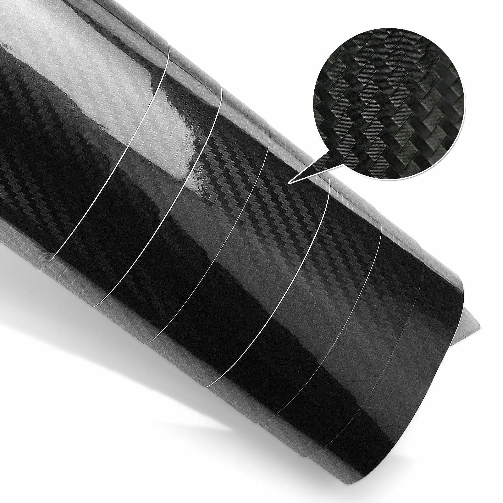 High Gloss Epoxy Black Carbon Fiber Vinyl Detailing Film DIY Roll 12×60″