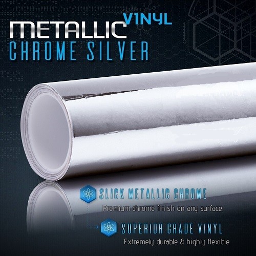 Silver Chrome Mirror Vinyl Wrap Film Sticker Decal Bubble Free 48″X60″