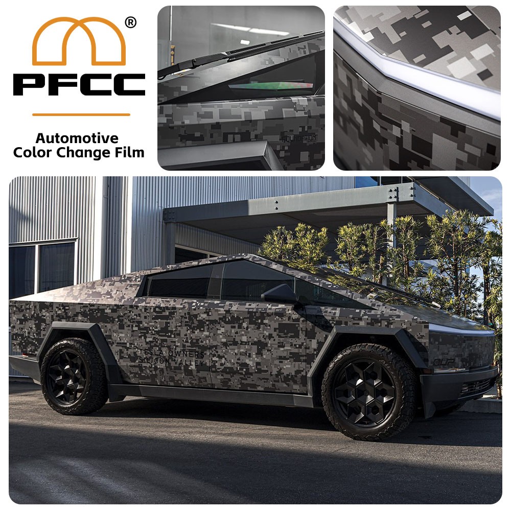Cybertruck DIY PPF Paint Protection Film Wrap Color Change Matte Dark-Camouflage