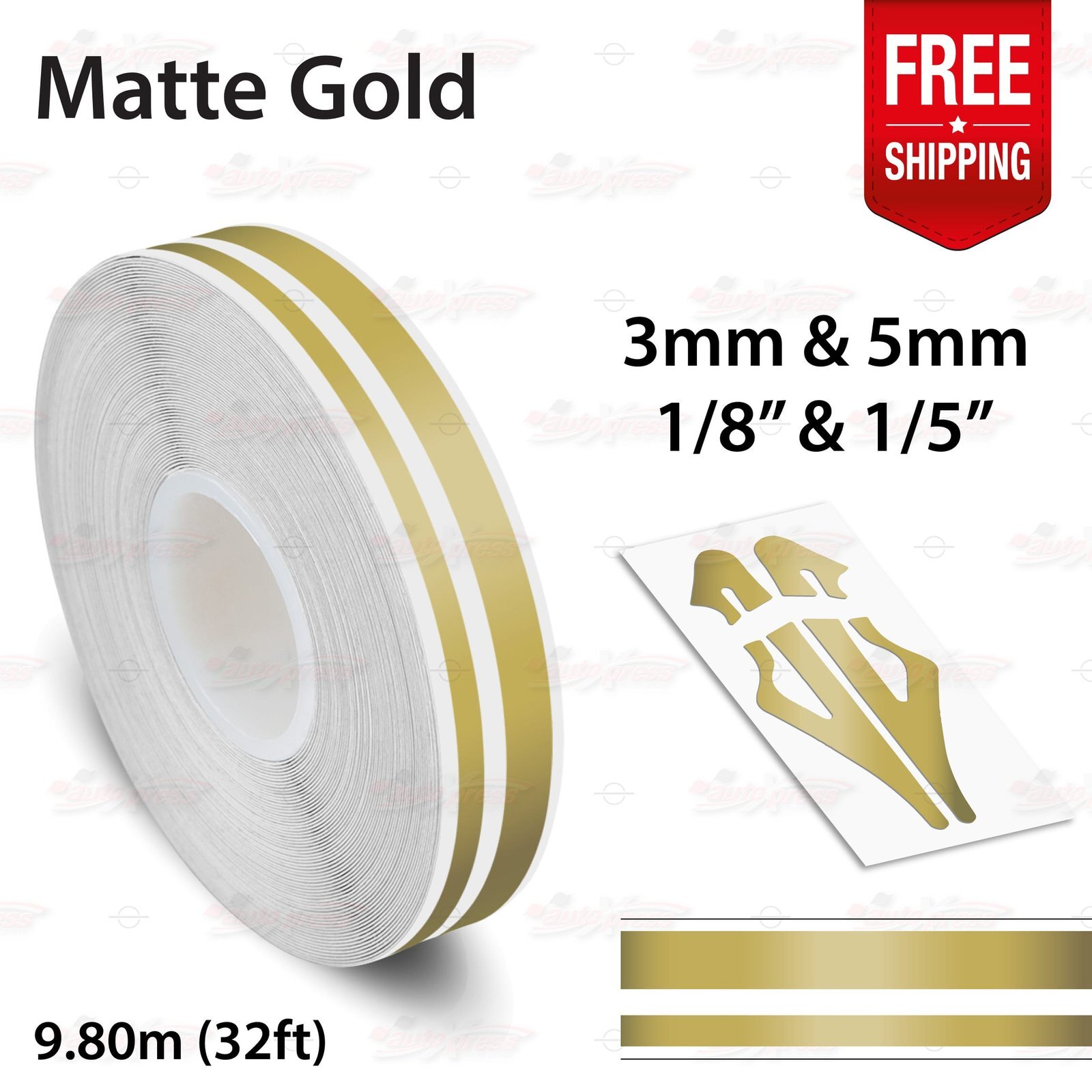 MATTE GOLD 9/16″ 15mm Twin Lines Roll PIN STRIPE Car TAPE Decal Vinyl Sticker