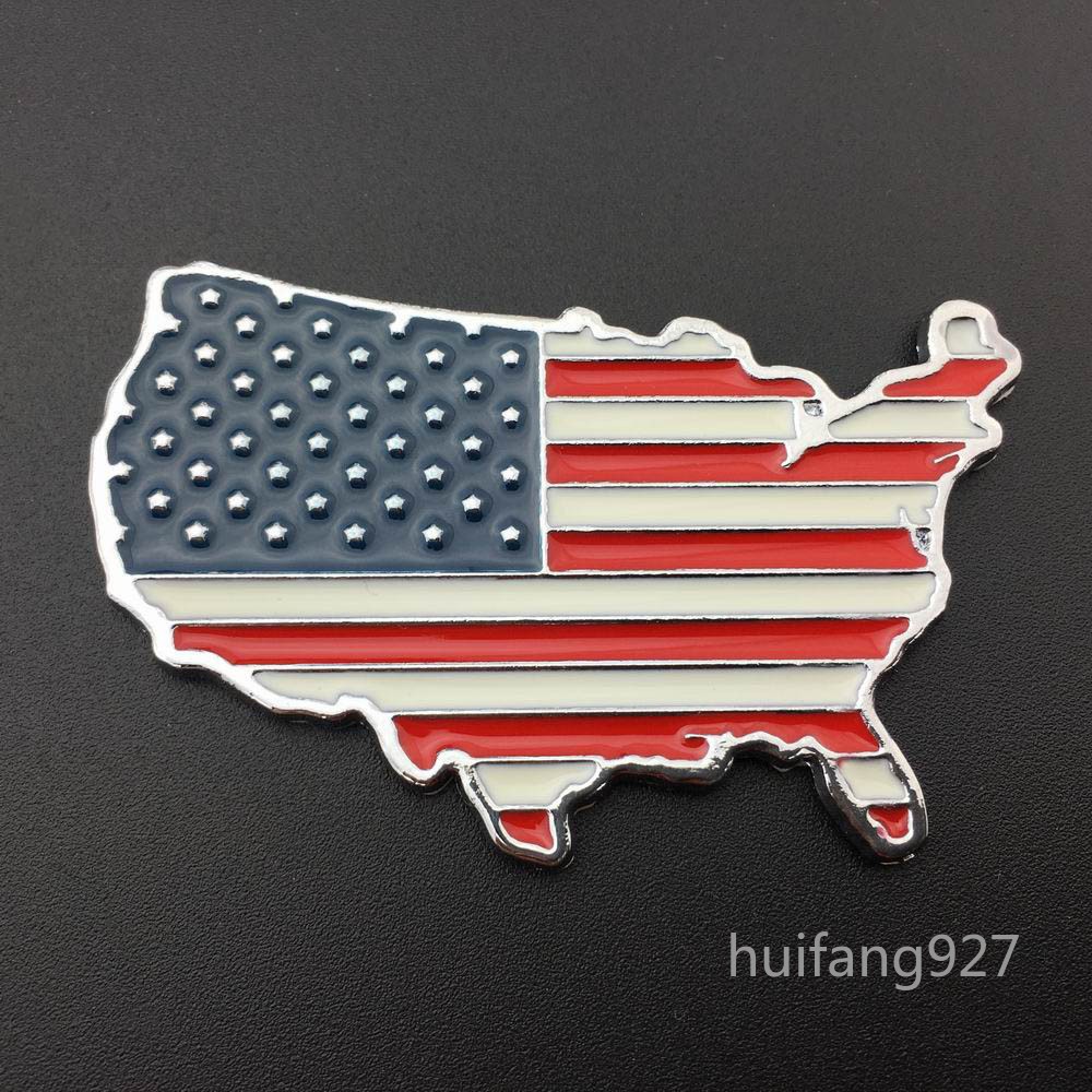 Metal Car Trunk Side Tailgate Fuel Tank Emblem Badge 3D USA Flag Decal Sticker