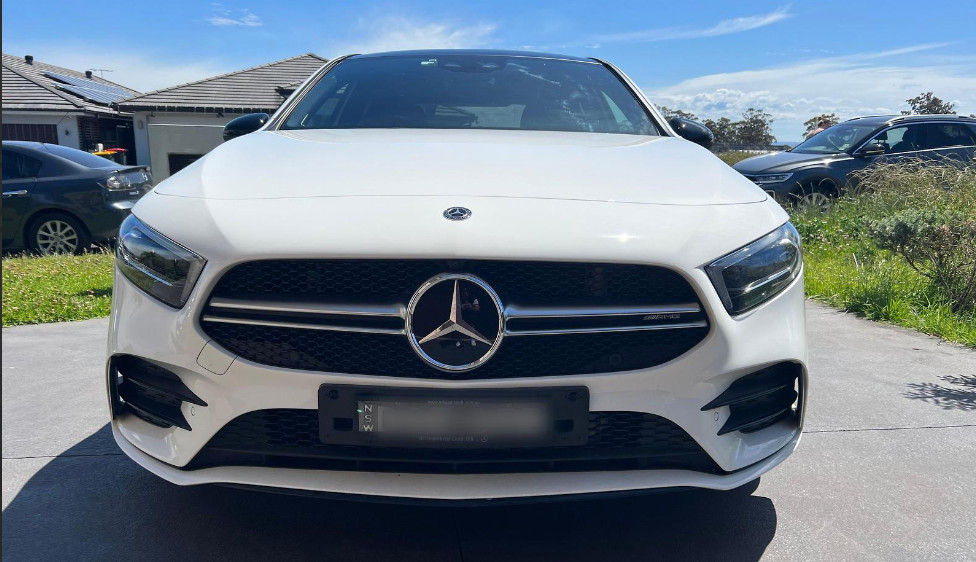 Gloss Red AMG Front Grille Mesh Badge Mercedes Benz A C CLA Emblem Decal