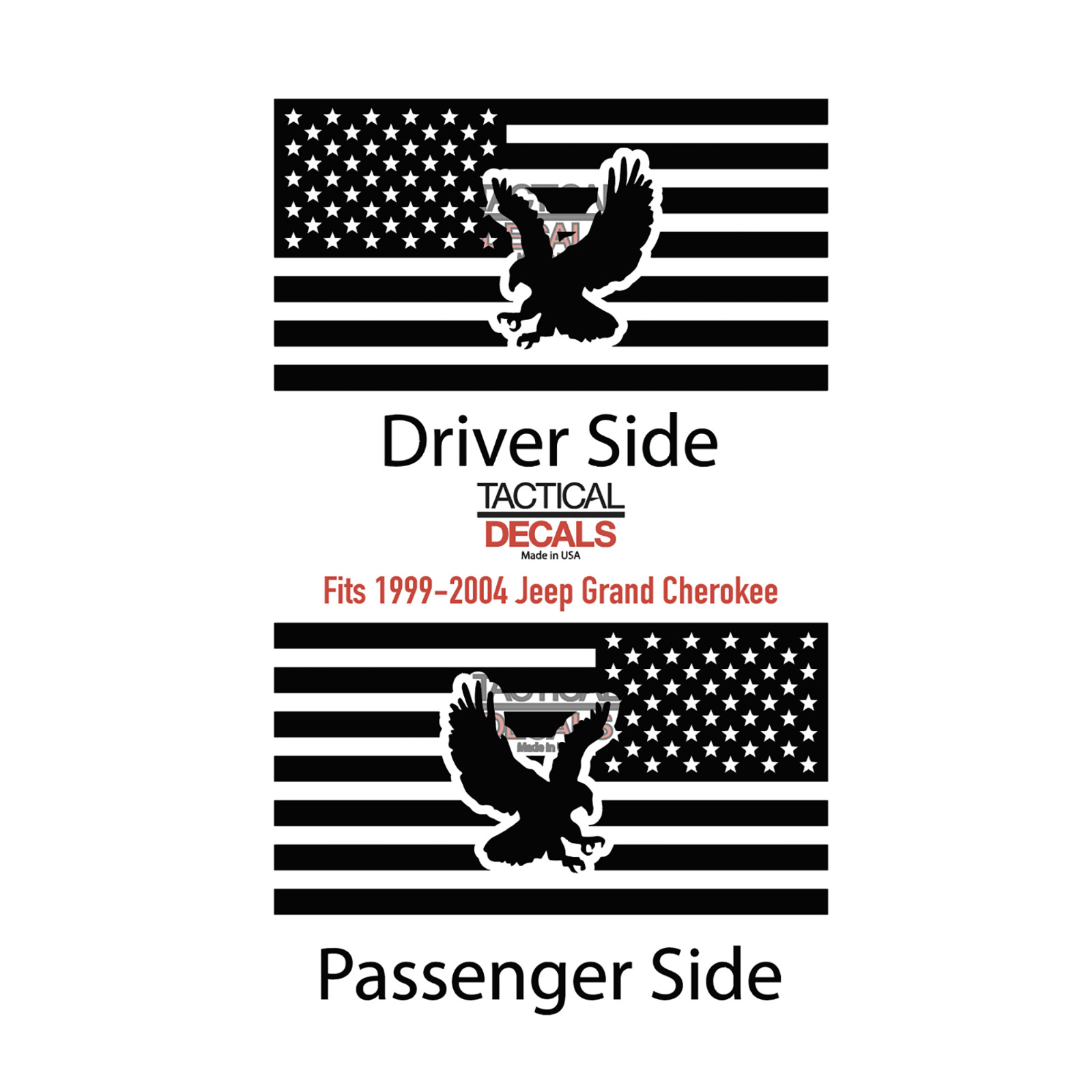 USA Flag Eagle design Decals for 1999-2004 Jeep Grand Cherokee WJ1-CX4