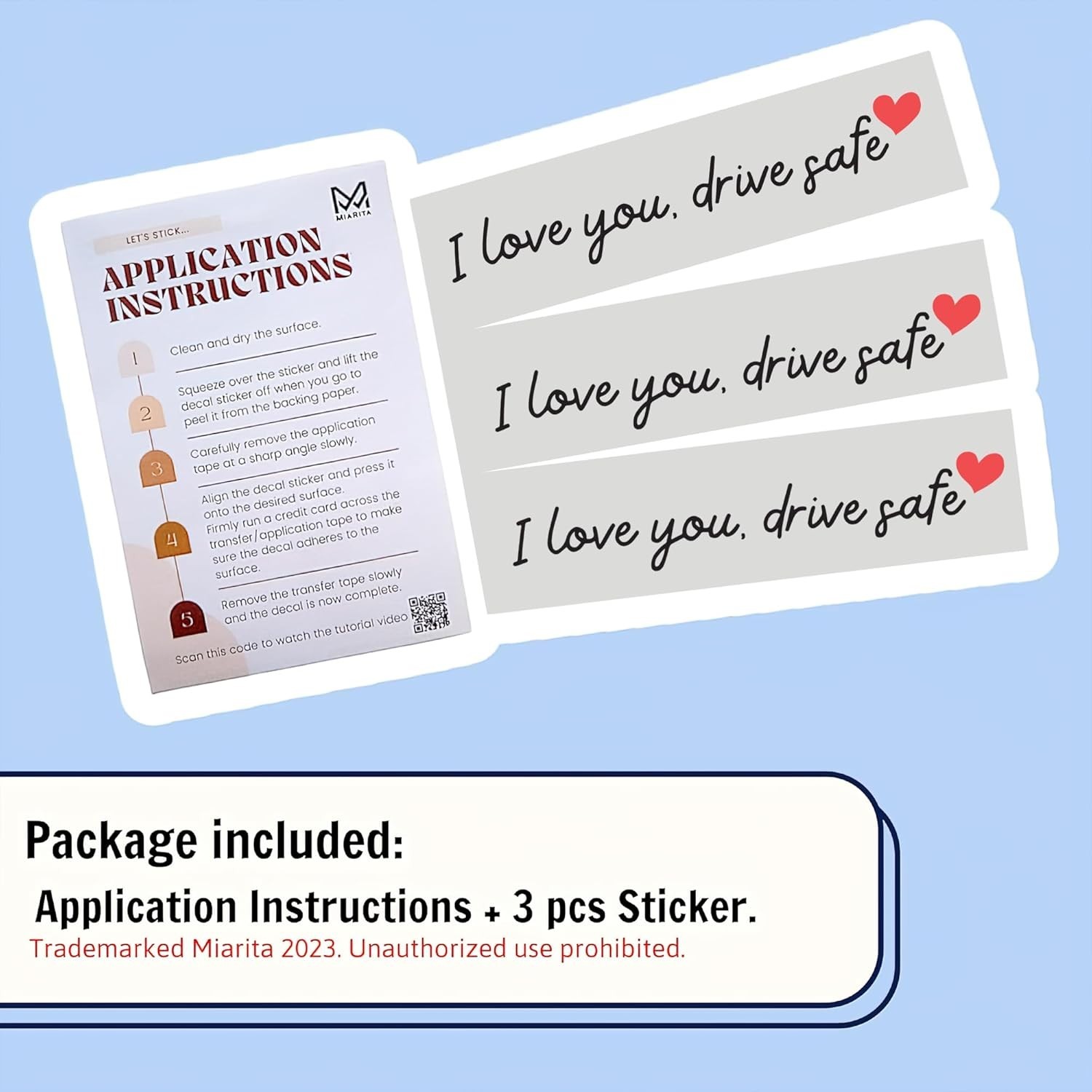 Durable Waterproof Car Mirror Stickers – I Love You Drive Safe Vinyl Decals