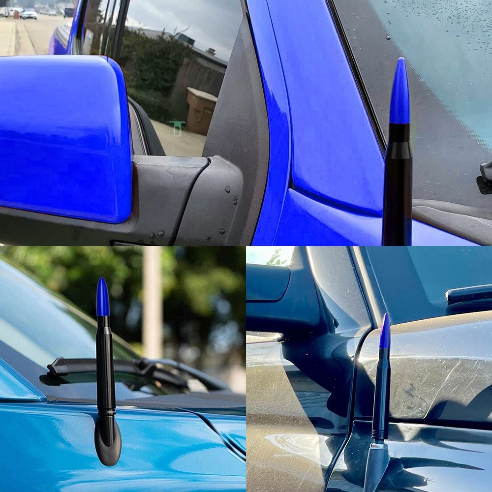 1/2Set CAR BLUE BULLET CAL 50 ANTENNA FIT SILVERADO CHEVY DODGE RAM FORD F150 F2