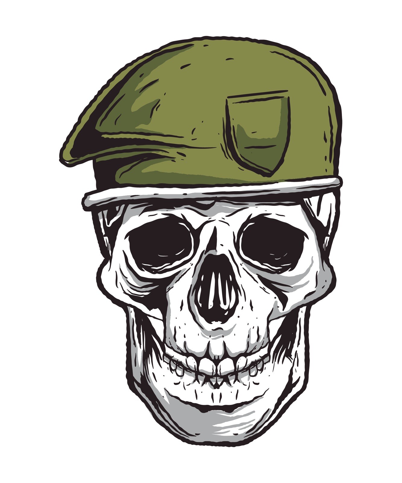 3” Army Green Beret Skull Sticker Special Forces Military Guardian Peace Killer