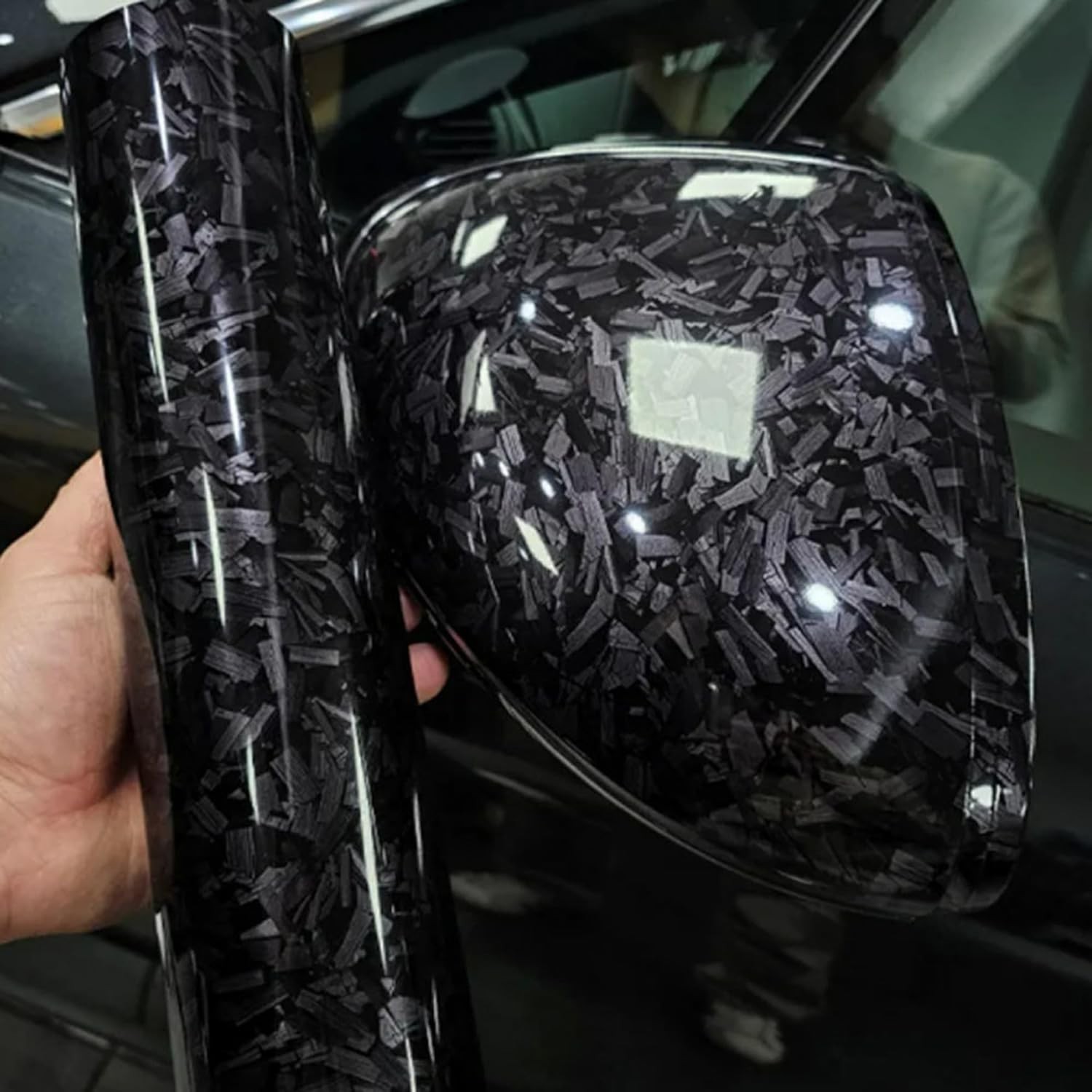 Premium Forged High Gloss Black Carbon Fiber Vinyl Film Wrap Roll Sticker Decal