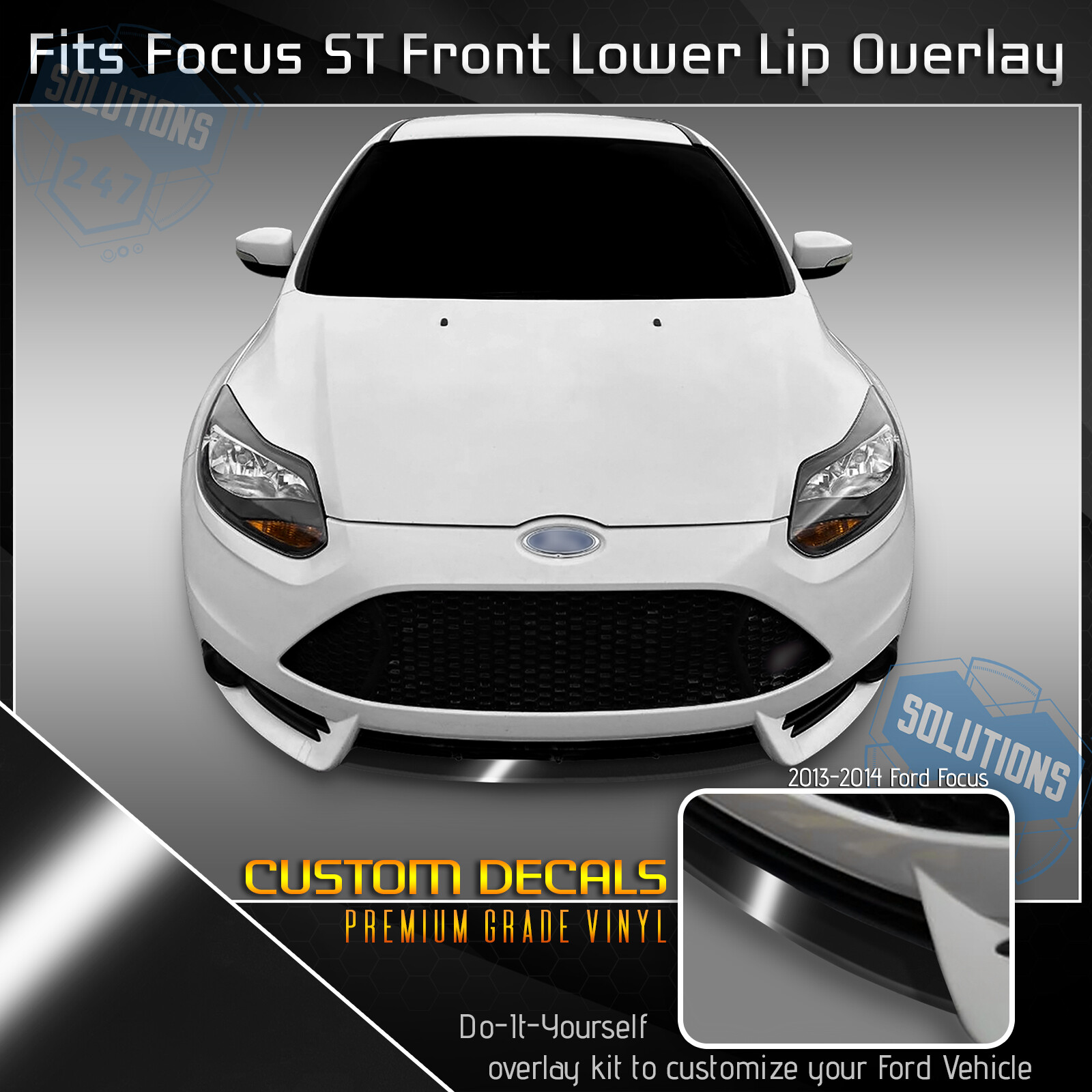 For 2013-2014 Ford Focus ST Front Lower Lip Trim Decal Overlay Wrap Gloss Vinyl