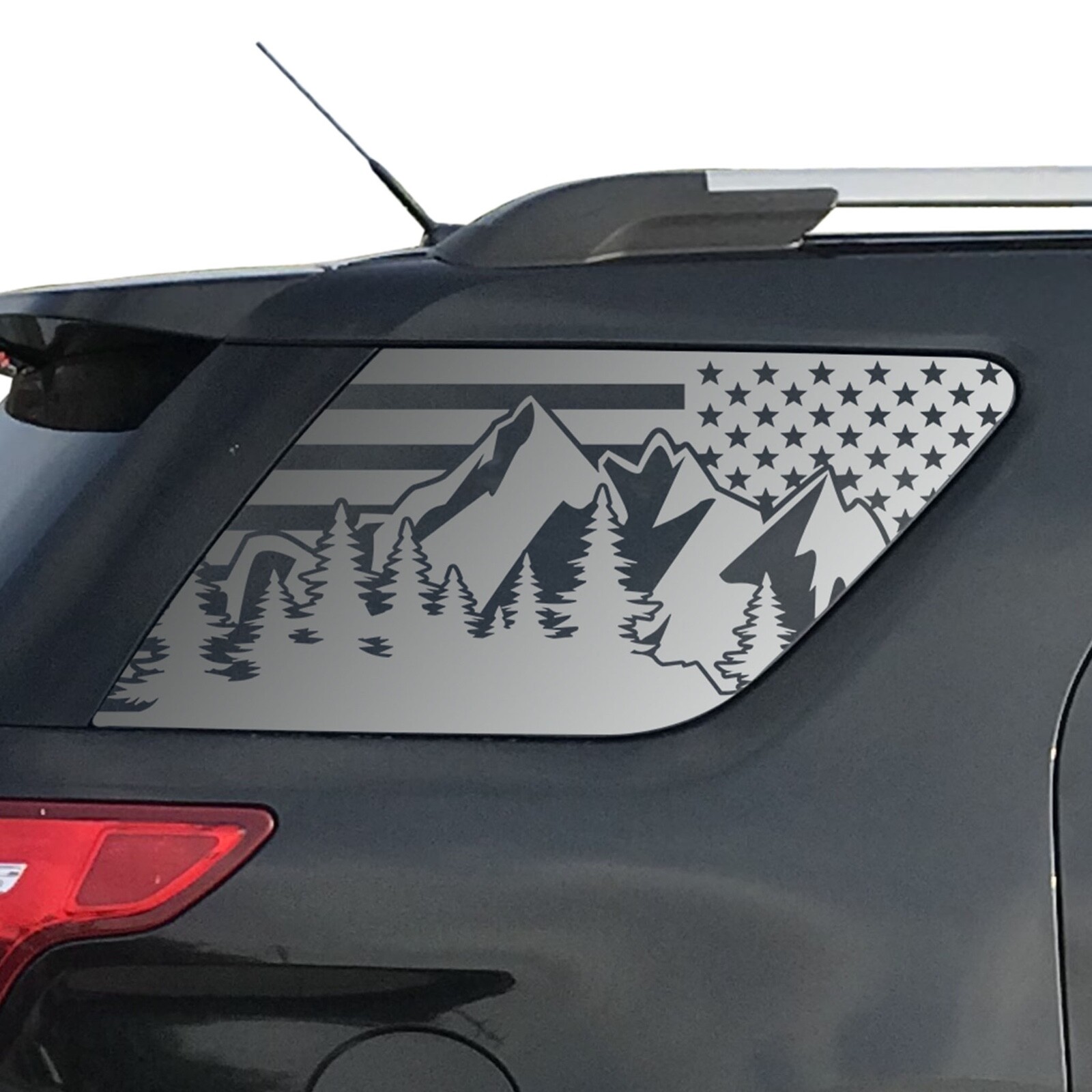USA Flag w/Mountains Decals for Ford Explorer 3rd window 2011-2019 – QR2-FE5
