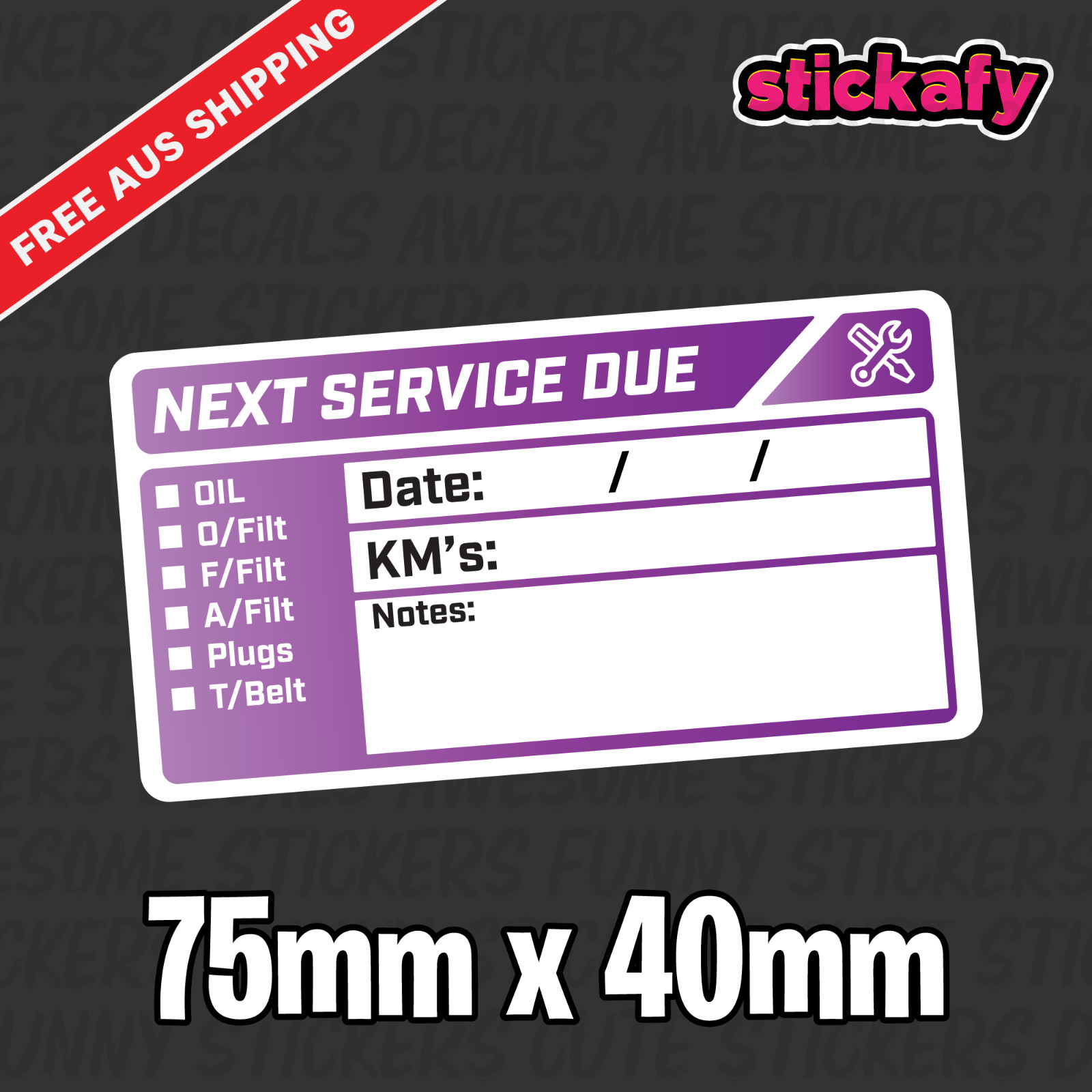 100 x Next Service Due Label Sticker 75x40mm – Printed Decal Car Boat 4×4