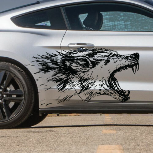 DS/PS Fits Mustang Growling Wolf Coyote Truck Car Vehicle Graphic Decal Side USA