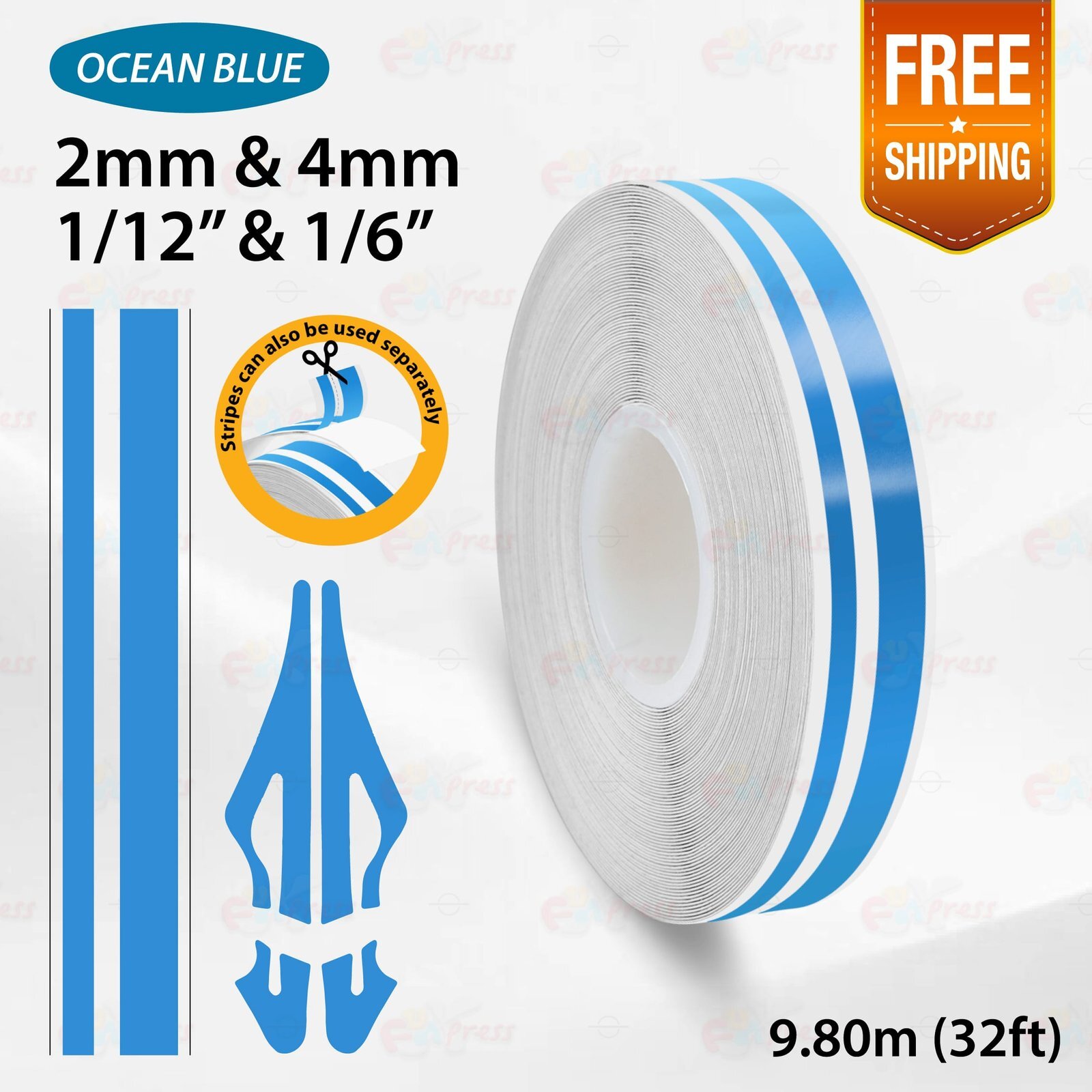 OCEAN BLUE PIN STRIPE Car Model Streamline Adhesive TAPE Decal Vinyl Sticker