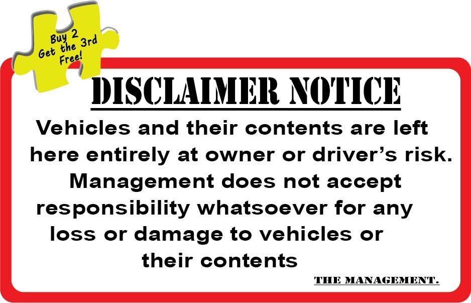 Disclaimer Notice Vehicle Garage Mechanic Shop Welding Body Shop Decal # 484