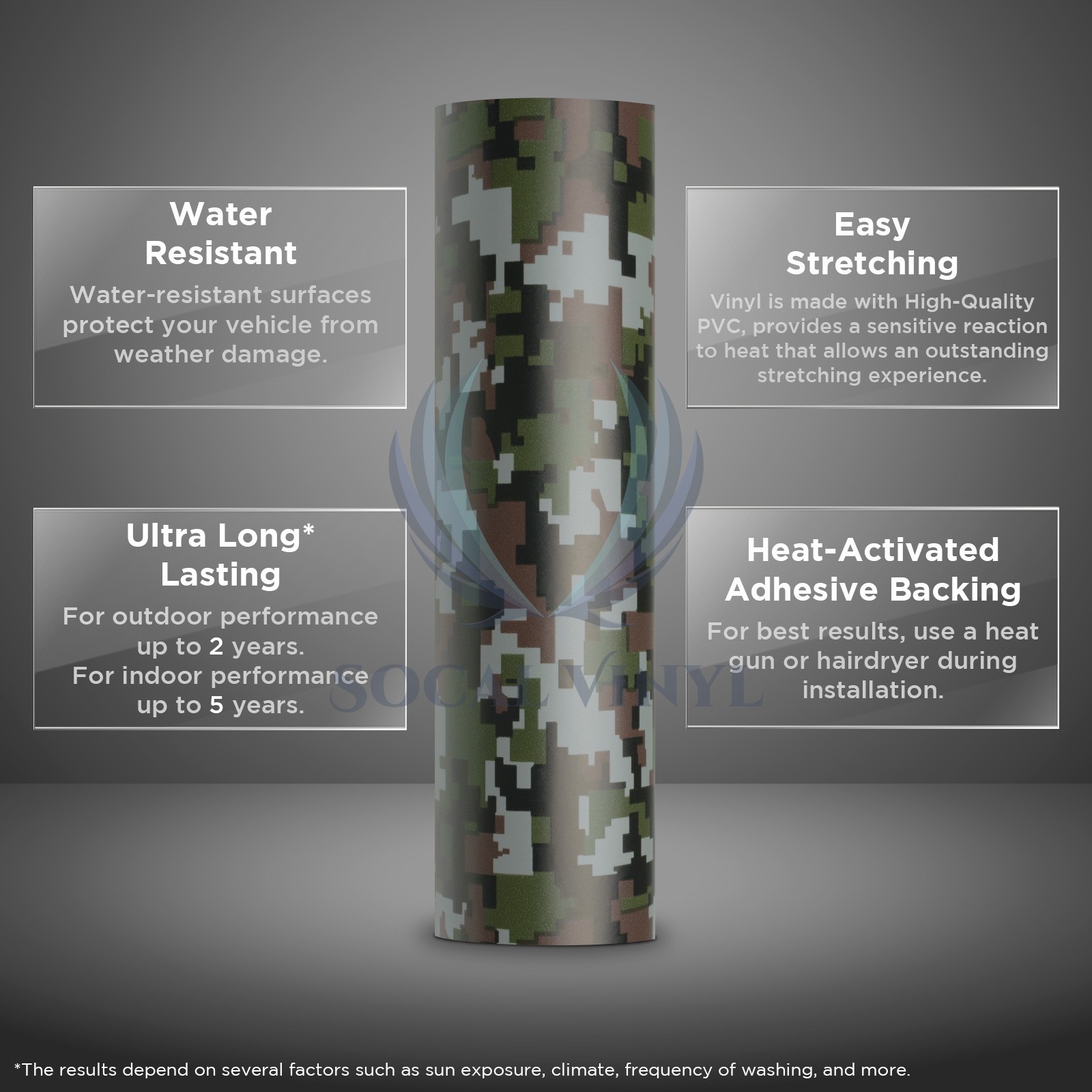 Camouflage Digital Army Green Military Matte Vinyl Sticker Wrap Decal Sheet Film