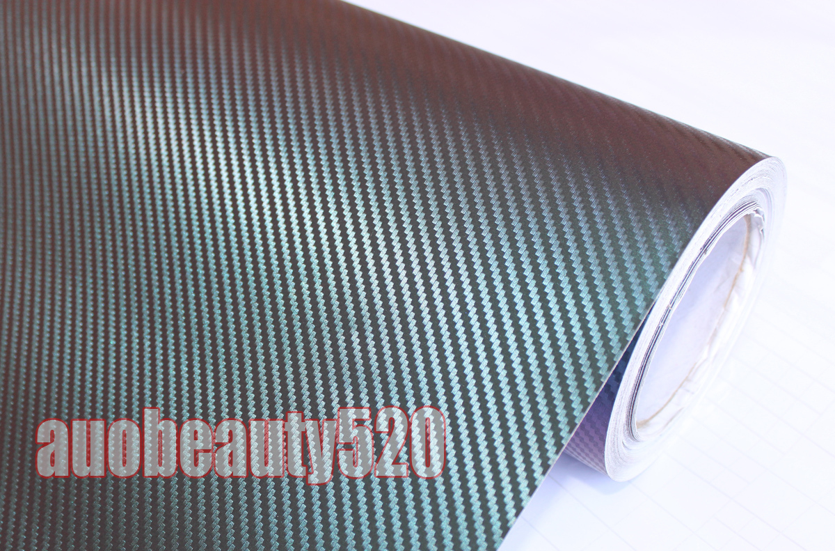 12″ x 60″ Hot 3D Car Chameleon Carbon Fiber Vinyl Wrap Sticker Green / Purple