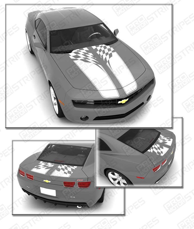 Chevrolet Camaro Checkered Flag Racing Stripes Set Decals 2014 2015 Pro Motor