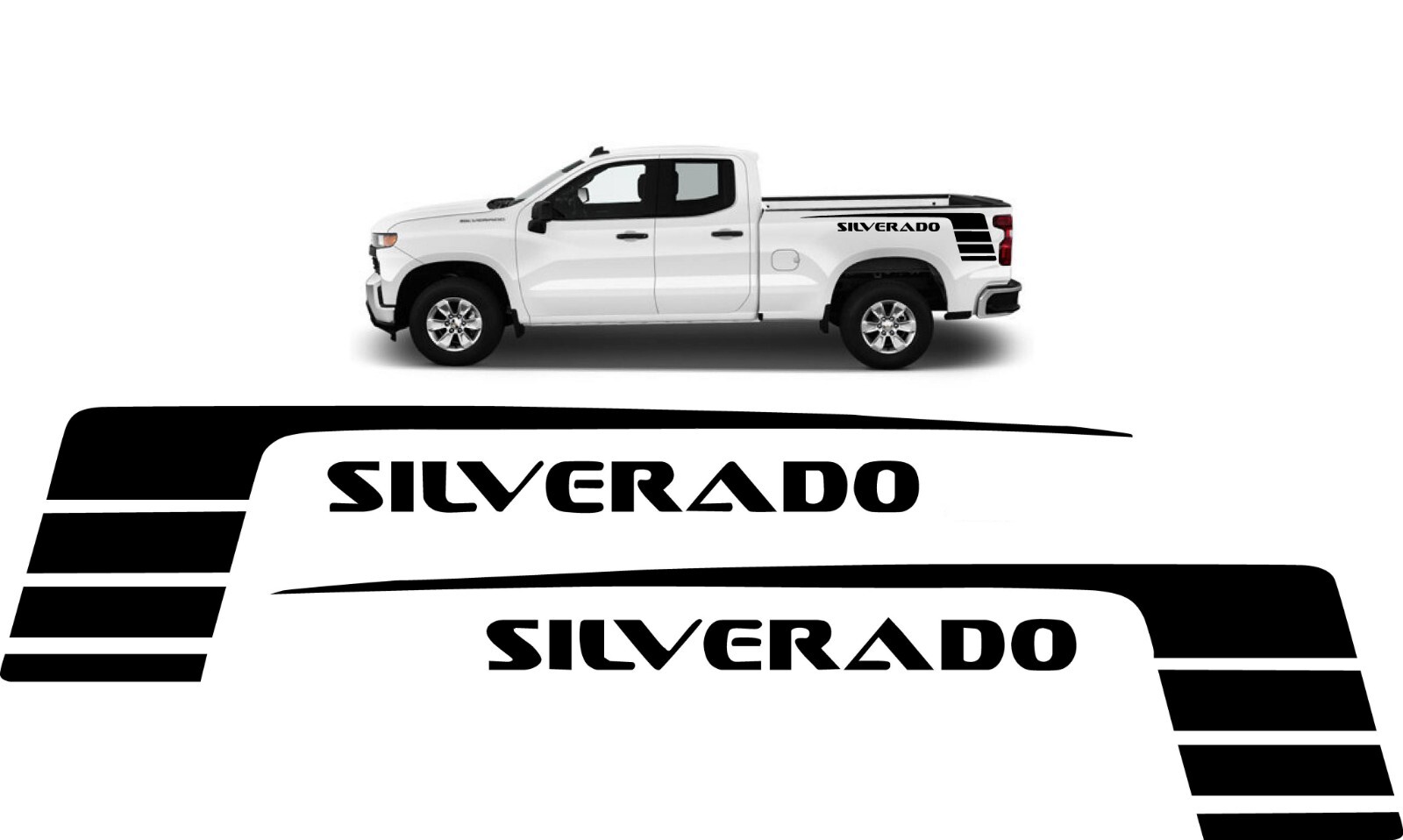 Compatible With Chevy Silverado Side Bed VINYL DECAL STICKER GRAPHIC X2