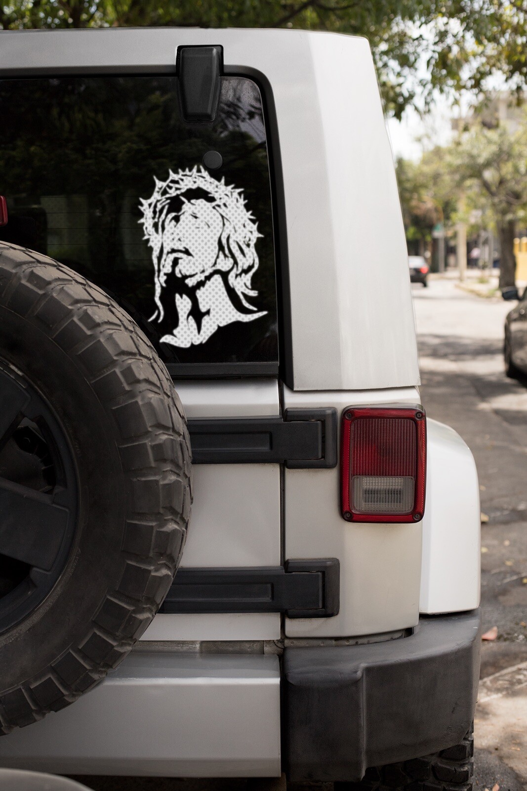 Decal Car Window, Holy face of Jesús. Glass/Window/Plastic/Ceramic/Metal USE.
