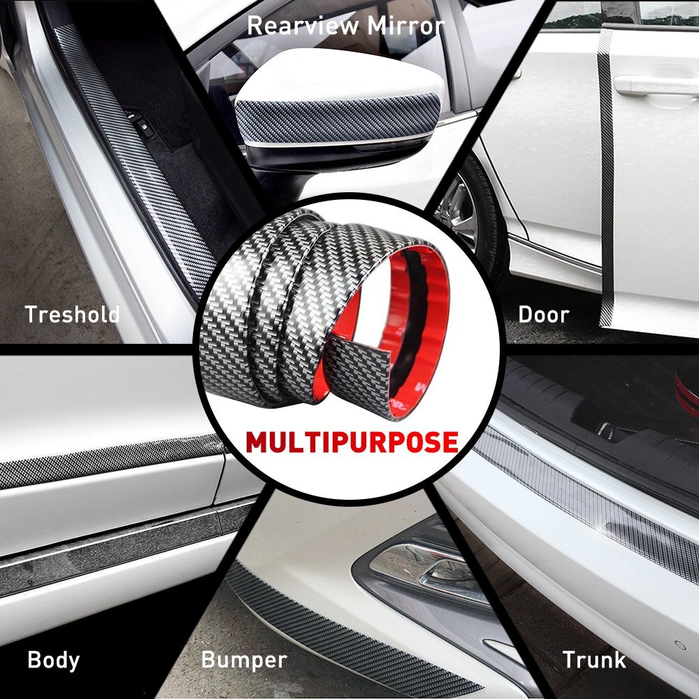 Carbon Fiber Vinyl Car Door Sill Scuff Cover Plate Sticker Protector Accessories