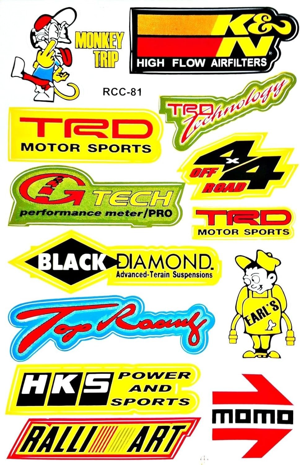 6 Multicolor Motorsport Vinyl Decals – Waterproof Car & Motorcycle Stickers