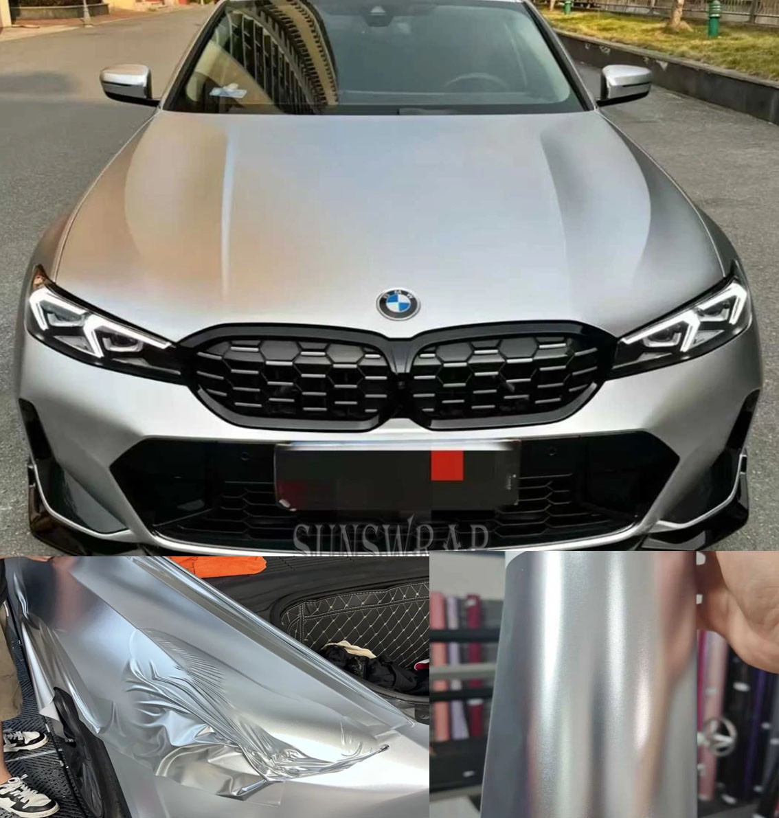 65FT x 5FT Metallic Matte Satin Chrome Vinyl Car Wrap Sticker Bubble Free Silver