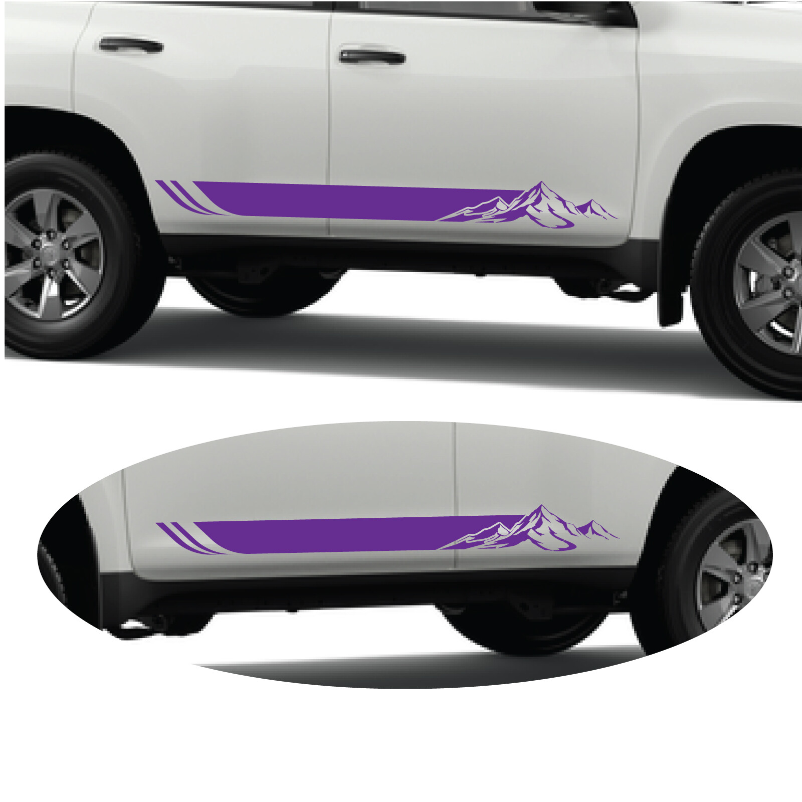 2x Mountain Side Door Fender Skirt Stripes Decals