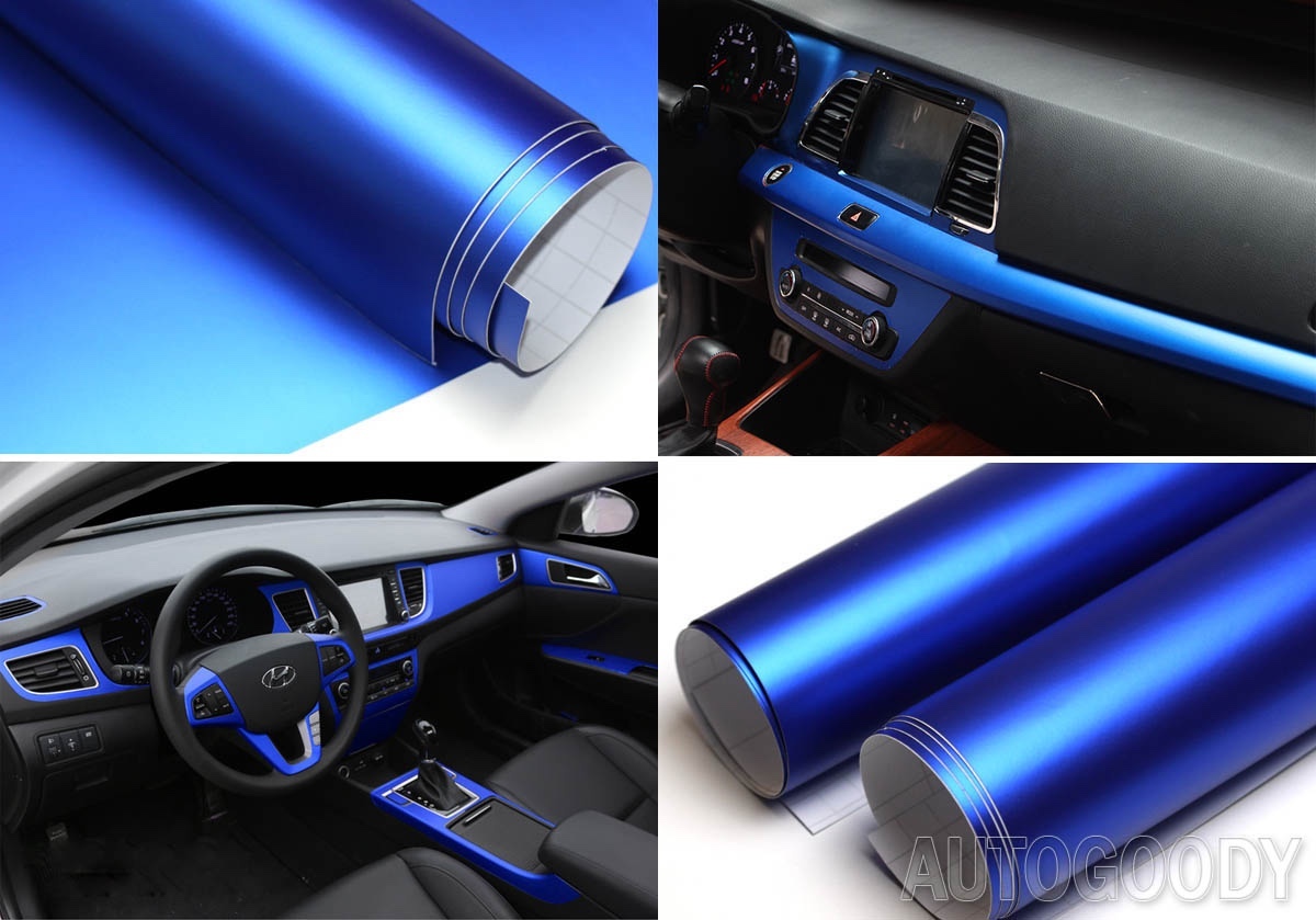 20ft x 5ft Satin Matte Chrome Metallic Deep Blue Vinyl Film Wrap Air Bubble Free