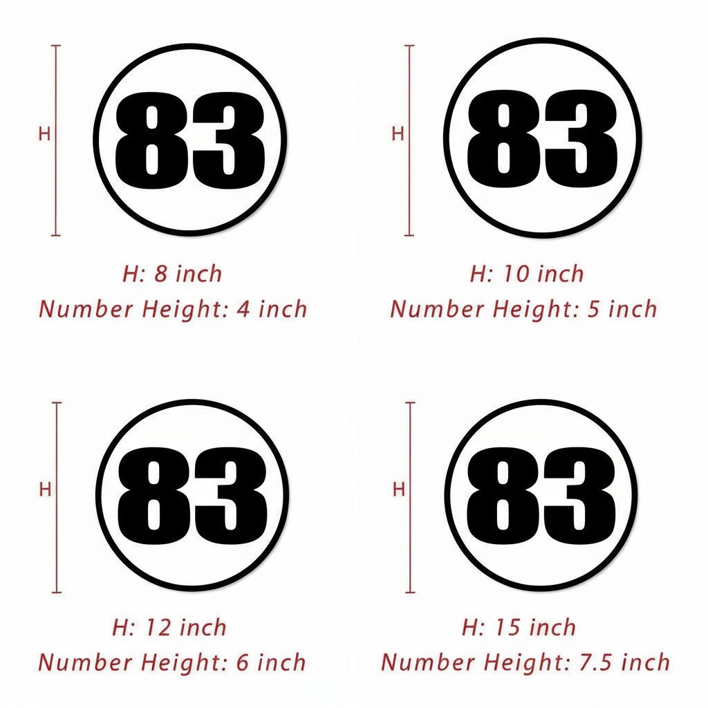 Custom Circle Number Plate 8″ 10″ 12″ Glossy Matte Sticker /Magnet Car Door x2
