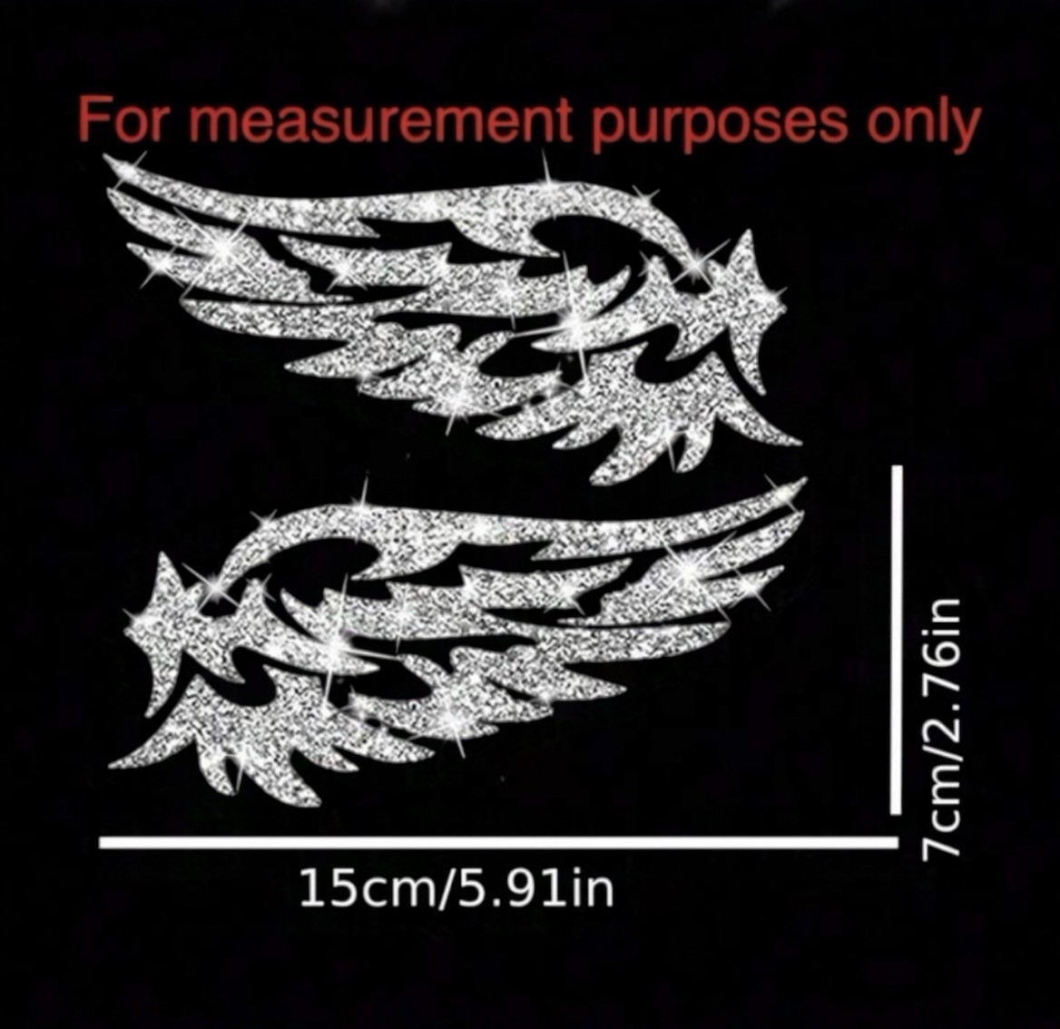 GLITTER BLING SPARKLE SHINY ANGEL WINGS 6” VINYL STICKER DECAL PAIR 2PCS