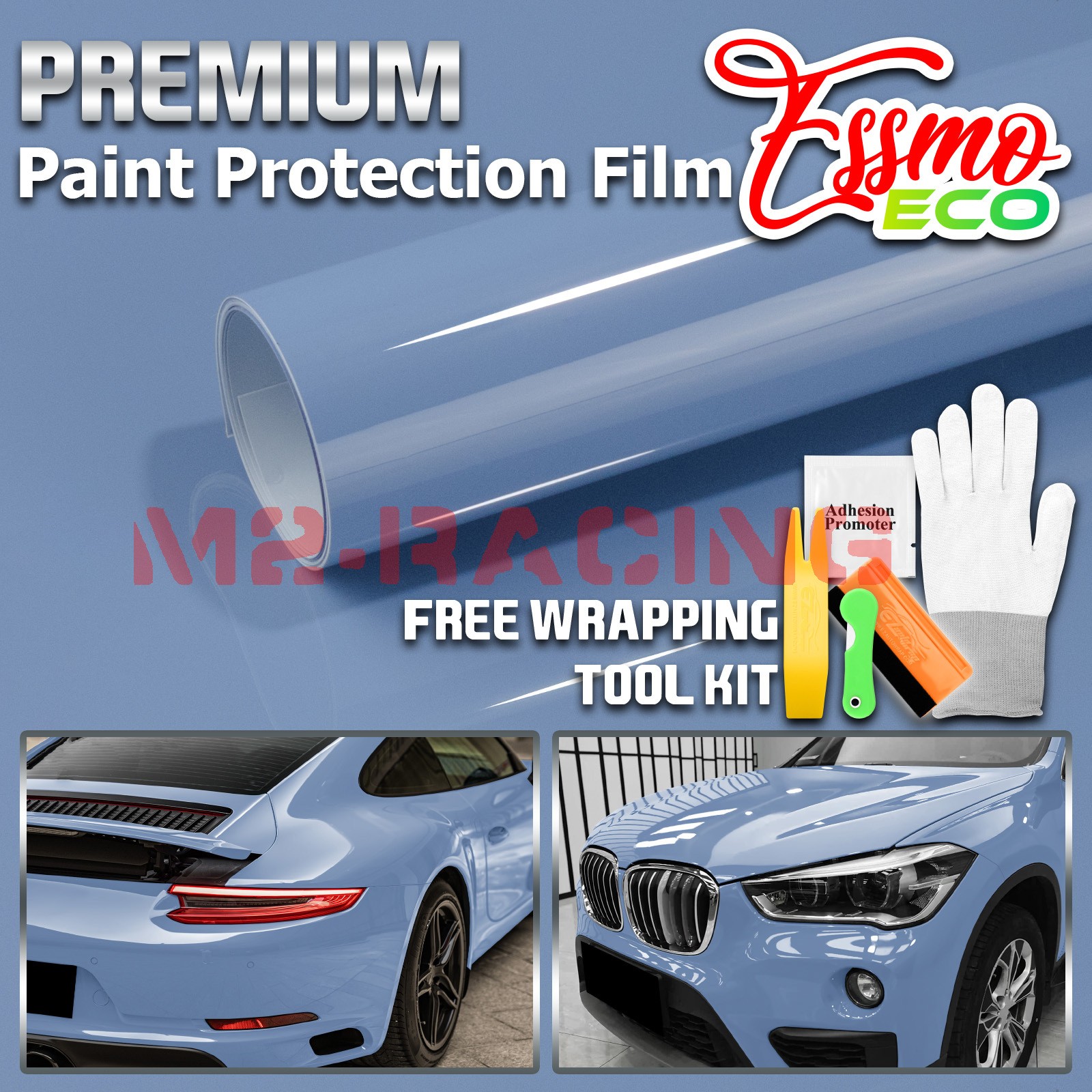 3FTx5FT PPF Porcelain Blue Gloss Color Vinyl Paint Protection Film Scratch Wrap