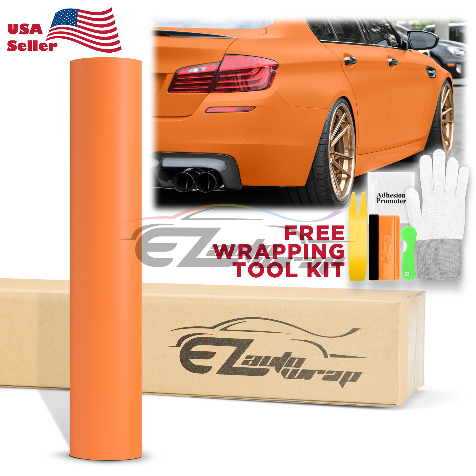 Premium Matte Flat Orange Vinyl Car Wrap Sticker Decal Sheet Film Bubble Free