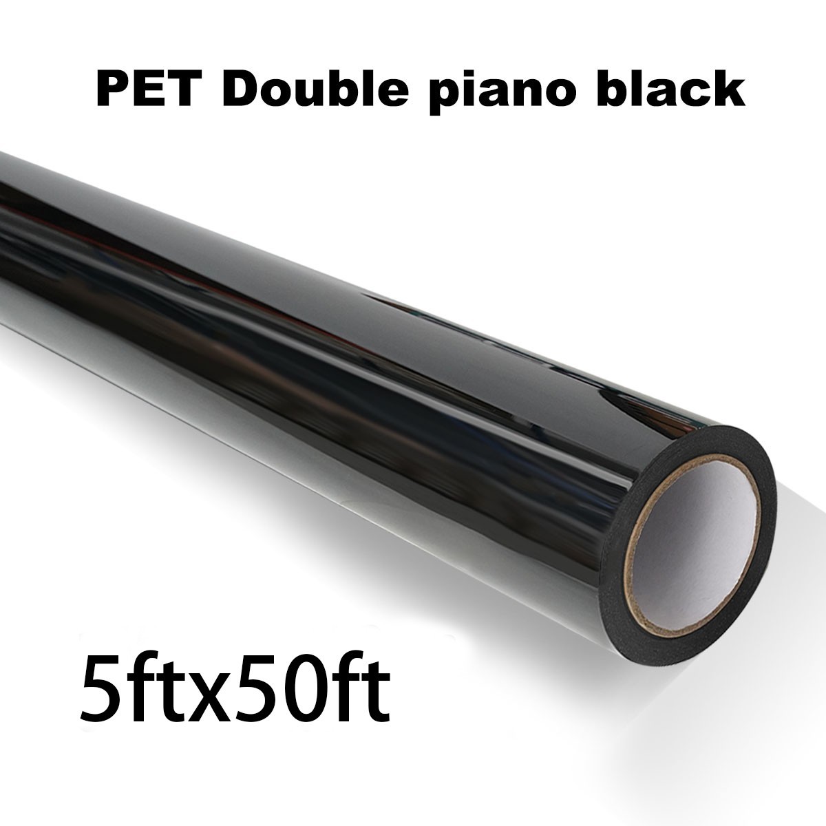 5FTx50FT Double Layer PET Piano Black Vinyl Wrap US Stock Scratch Resistant