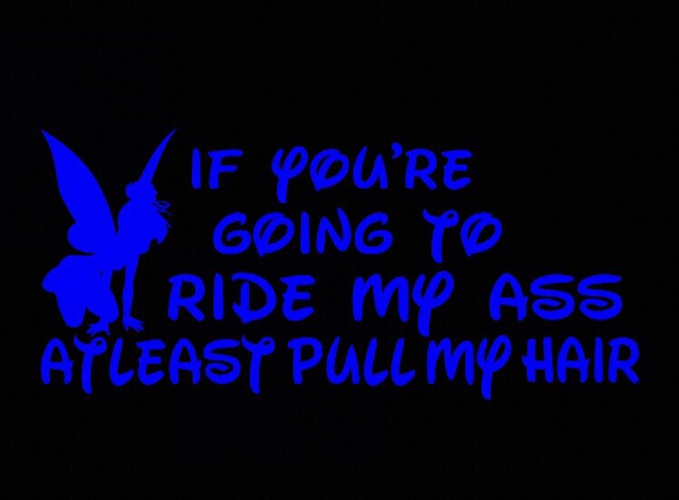 Tinkerbell Ride Ass Pull My Hair – Vinyl decal sticker – Disney, Funny, Mom