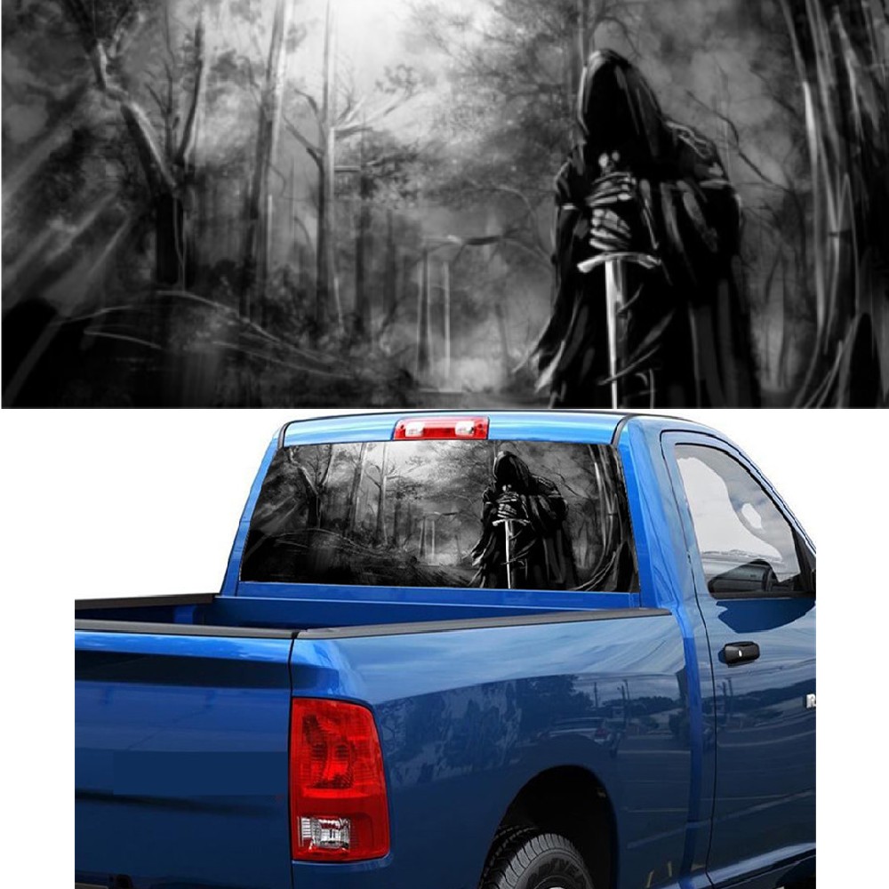 22×65″ Rear Window Perforated Graphic Decal Grim Reaper Sticker For Pickup Truck