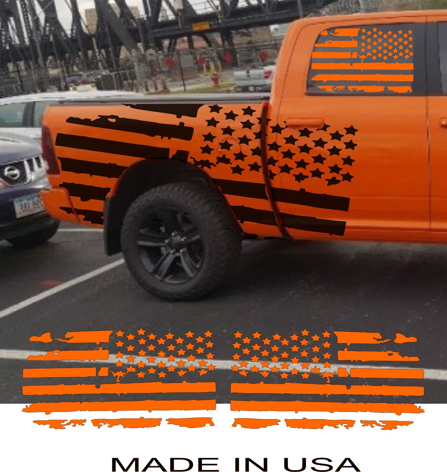 American Flag Vinyl Decals – Left & Right Side Stickers for Trucks, Cars & Trail
