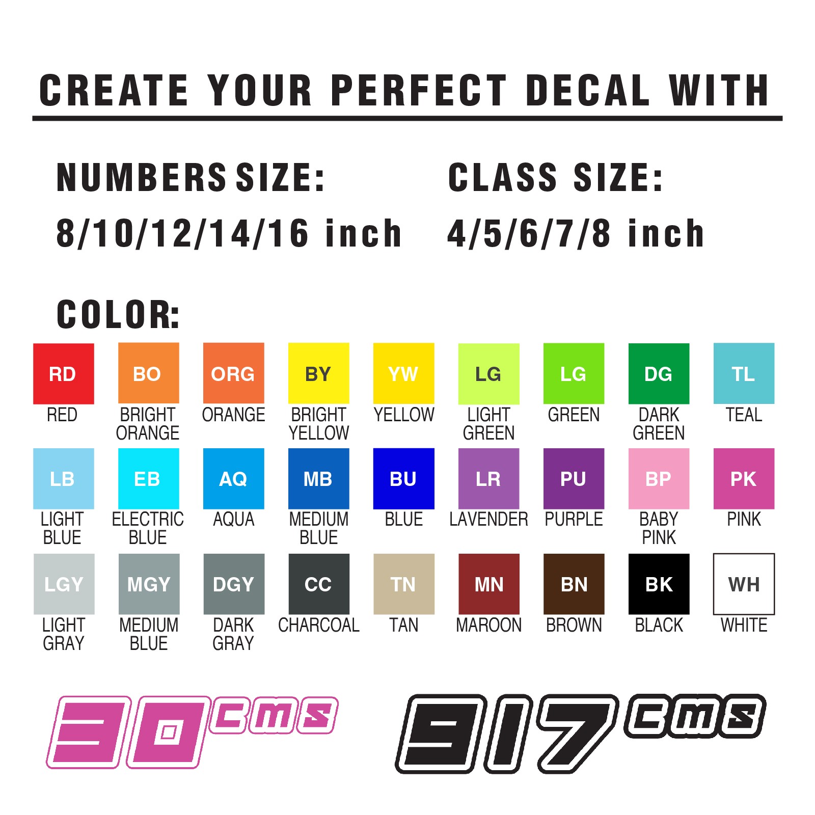Custom Autocross Number Class Sticker Glossy x2 8,10-16 inch – Bold White Style