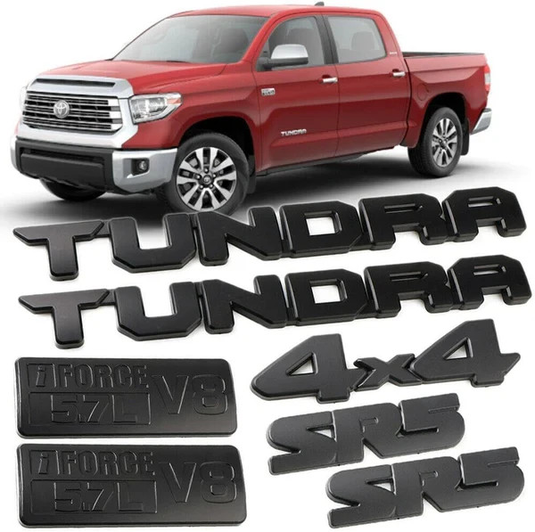 7PC Black Emblem Overlay Kit for 2014-2021 Toyota Tundra Matte ABS Badges