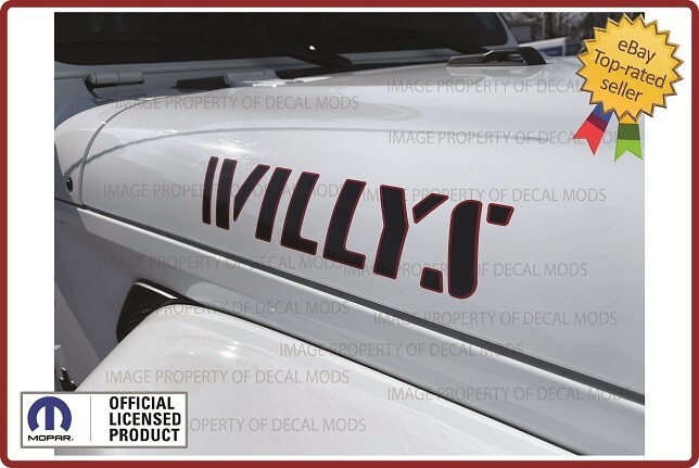 2x Jeep Gladiator WILLYS Hood Vinyl Decals Graphics Stickers Black Red FK2G2