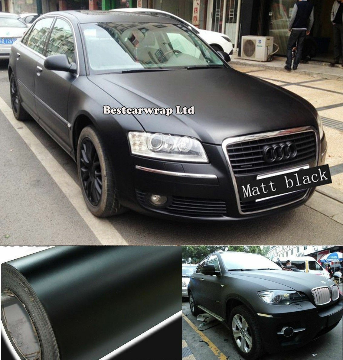 Full Roll 100FT x 5FT Matte Flat Black Vinyl Car Wrap Film Sticker Bubble Free