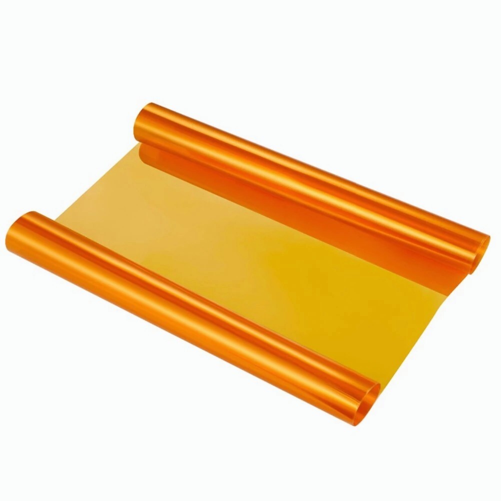 12″x78″ Transparent Orange Lens Vinyl Fit Headlight Taillamp Protection Film
