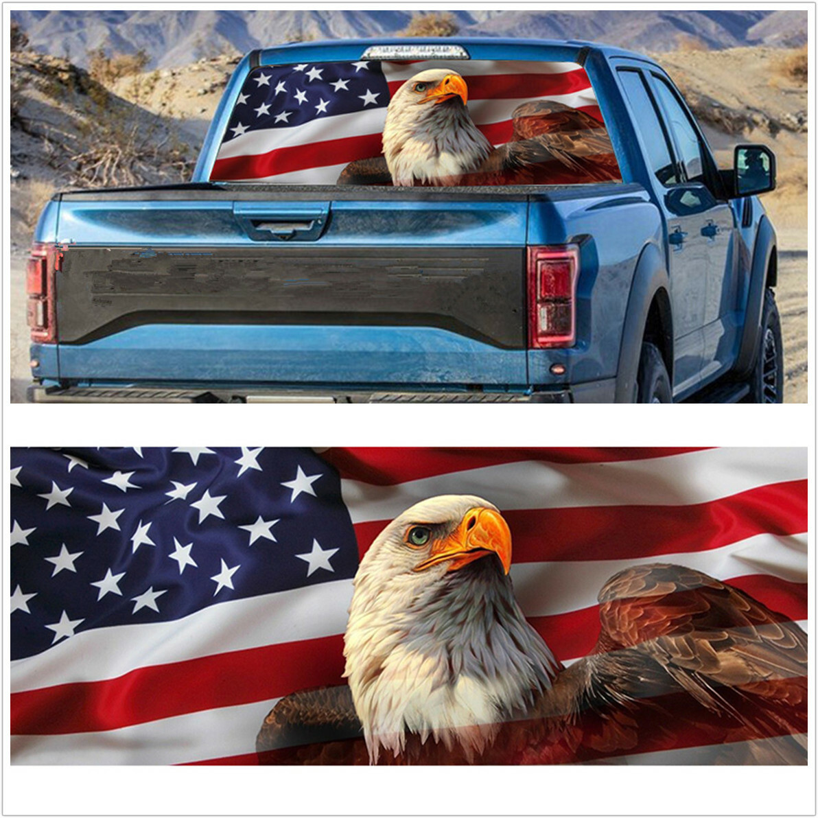 Car Sticker American Flag Decal Rear Window/Windshield Label Decor Trim Durable