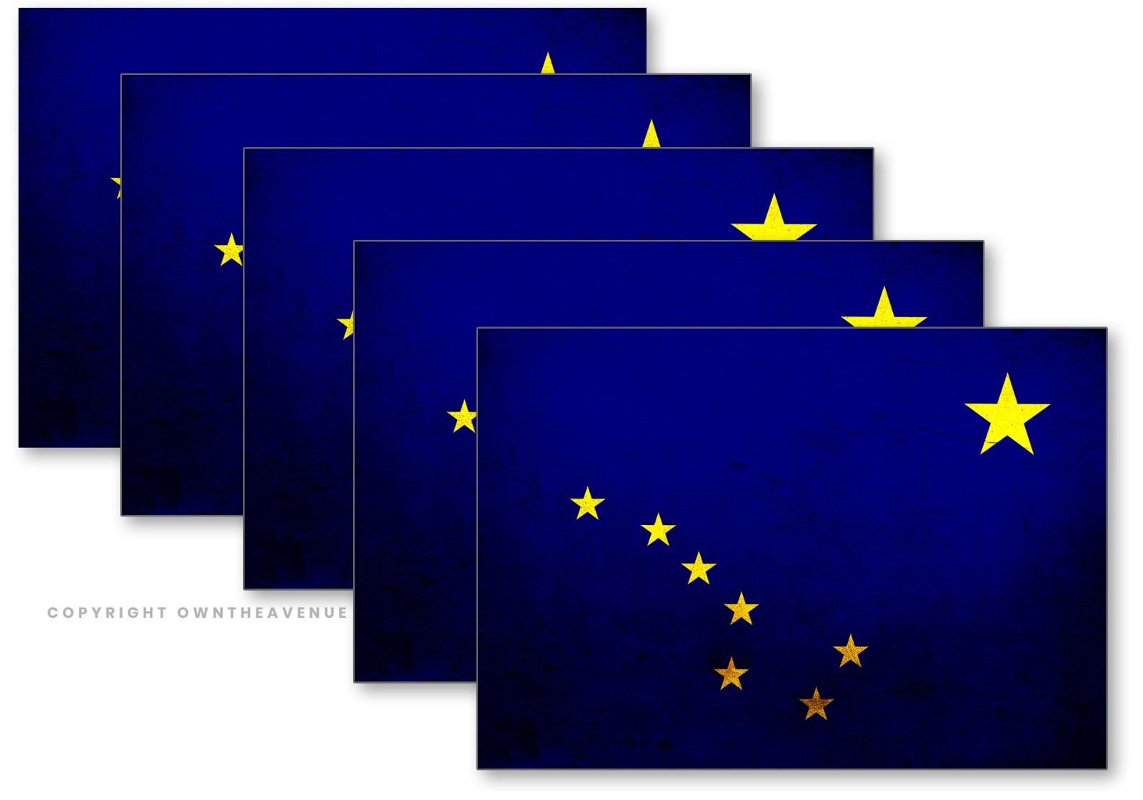 5Pcs Alaska Rustic Style Flags Vinyl Sticker Decals 3.5″ Inches Each