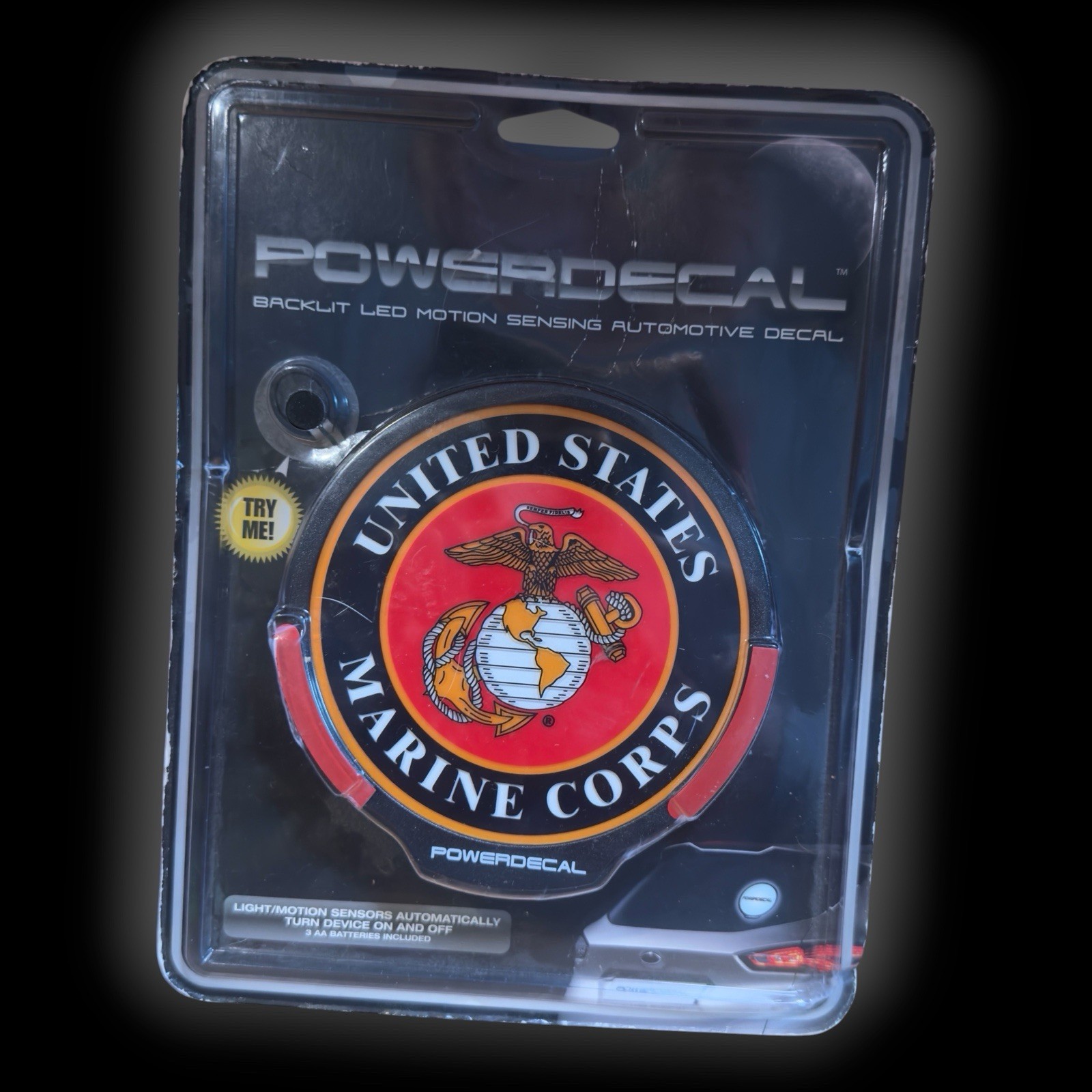 POWERDECAL USMC Marine Light Up Decal Backlit LED Motion Sensing Auto Decal NEW