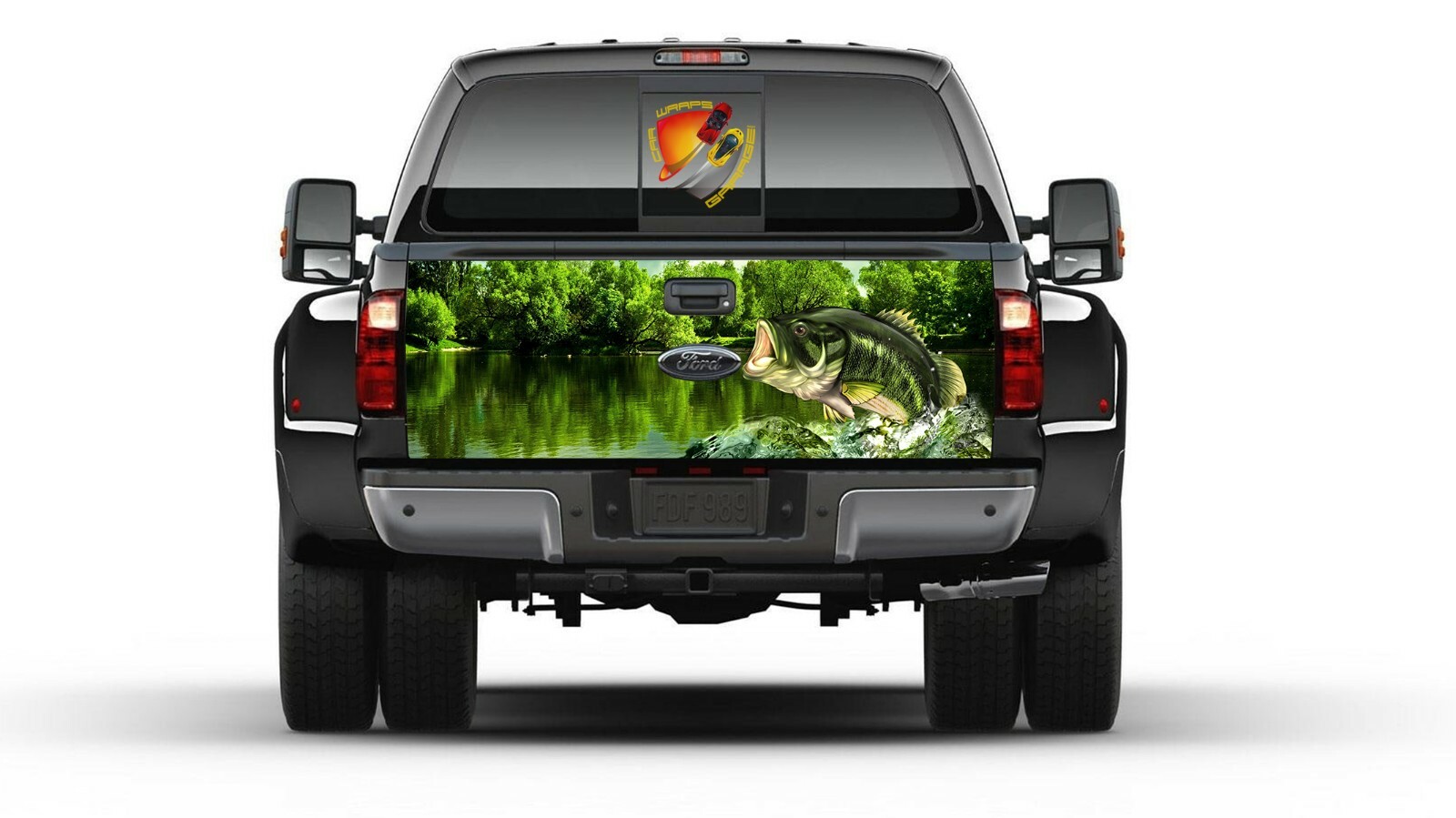 Bass Seabass Fishing Fish Tailgate Wrap Vinyl Graphic Decal Sticker Truck
