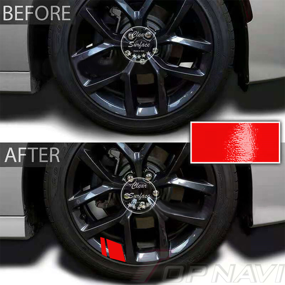 6 PCS Reflective Car Wheel Sticker Accessories Red Car Body Moldings for 18″-21″